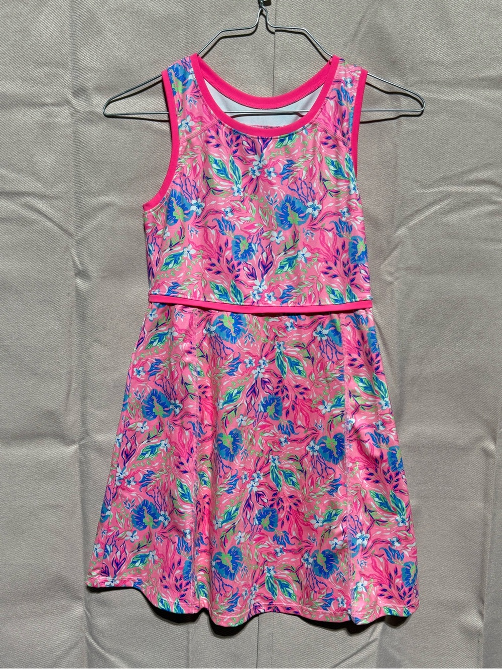 Girls Tommy Bahama Pink Floral Sleeveless A-Line Dress